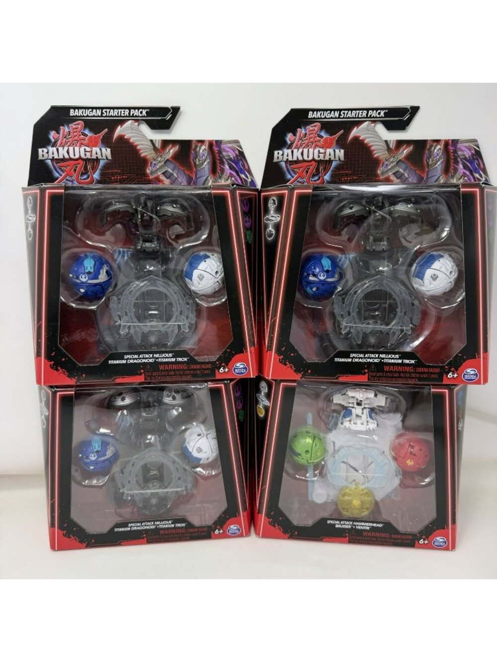 Bakugan Starter Pack Lot Of 4 Nillious Dragonoid Trox Bruiser Hammerhead Ventri